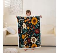 Loussiesd Boho Floral Sherpa Blanket Plush Fuzzy Spring Tropical Leaves Fleece Throw Blanket Boys Girls Farmhouse Flower for Bed Couch Chair Living Room Bedroom Decor Baby 30x40Inch