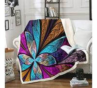 Loussiesd Boho Mandala Blanket Bohemian Style Fleece Blankets for Couch Bed Sofa Adult Butterfly Pattern Plush Throw Blanket Decorative Floral Printed Sherpa Blanket Double 60"x79"