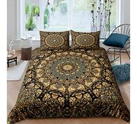 Loussiesd Boho Mandala Duvet Cover Bohemian Style Comforter Cover Retro Mandala Printed Bedding Set For Women Adults Luxury Exotic Floral Bedspread Cover Room Decor Double Size Bedclothes Zipper