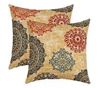 Loussiesd Boho Mandala Pillow Cases Cushion Covers Bohemian Style Throw Pillow Covers Set of 2 Soft for Kids Room Decor Hippie Mandala Throw Pillowcases Medallion Yellow Cushion Cases 18x18 Inch