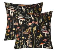 Loussiesd Boho Mushroom Pillow Covers Home Decor 45x45cm Kawaii Fungus Reversible Throw Pillow Covers for Boys Girls Children Wild Mushroom Stuff Square Cushion Covers Set of 2 Set Moth