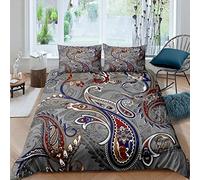 Loussiesd Boho Paisley Print Bedding Set Bohemian Style Comforter Cover for Girls Women Indian Design Duvet Cover Breathable Exotic Floral Bedspread Room Decor Quilt Cover Super King