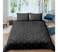 Loussiesd Boho Style Duvet Cover Set Black Mandala Comforter Cover For Boys Teens Youth Kids Man Seniors,Bohemian Geometric Pattern Bedding Set Theme,Decorative 2 Pcs Single Size