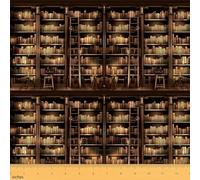 Loussiesd Bookshelf Fabric by The Yard Library Books Printed Decorative Waterproof Outdoor Fabric Vintage Bookshelf Upholstery Fabric for Chairs Education 2 Yards (L184*W150cm)