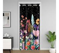 Loussiesd Botanical Floral Door Curtain for Doorway Privacy 86x203cm 1 Panel Blossom Flowers Closet Cover for Kids Daisy Room Darkening Blackout Insulated Thermal Teens Decor Garden Plants All Season