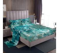 Loussiesd Botanical Floral Print Bed Sheet Set Double Size For Kids Boys Girls Teens Tree Branches Bedding Set Nature Theme Sheets with Deep Pocket Fitted Sheet+2 Pillowcases