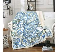 Loussiesd Botanical Floral Printed Sherpa Blanket Flowers Pattern Blanket for Couch Travel Sofa Exotic Style Fleece Blanket Retro Design Room Decor Plush King 79"x90"