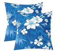 Loussiesd Botanical Floral Reversible Throw Pillow Covers 45x45cm Tropical Flower Pillow Covers Home Decor for Kids Teens Adults Natural Square Cushion Covers Set of 2 Garden
