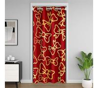 Loussiesd Bow Door Curtain 132x203cm Soft for Boys Girls, Bowknot Doorway Curtain Privacy Red Gold Microfiber Kawaii Bedroom Decor Cute