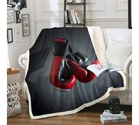 Loussiesd Boxing Fleece Throw Blanket for Bed Sofa Sports Games Theme Plush Blanket Decorative 3D Boxing Gloves Sherpa Blanket Warm Fuzzy Blanket Black Double 60x79 Inch