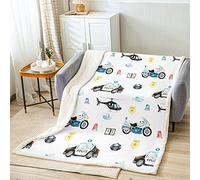 Loussiesd Boys Aircraft Sherpa Blanket Kids Toddler Cool Police Car Motorcycle Fleece Throw Blanket Girls Teens Helicopter Flying Plane Fuzzy Blanket for Sofa Bed Watercolor,Baby 30x40 Inch