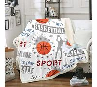 Loussiesd Boys Basketball Plush Throw Blanket - Sports Theme Fleece Sherpa for Sofa Couch - Basketball Player Fuzzy Throw for Teens Athlete - Competitive Flannel Room Decor - Single 50"x60"