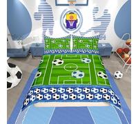 Loussiesd Boys Football Sports Duvet Cover Set Single Size For Kids Teens Soccer Ball Game Bedding Set Football Goal Shoot Comforter Cover with 1 Pillowcase