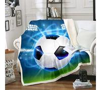Loussiesd Boys Football Throw Blanket Sports Theme for Couch Chair Sofa 3D Soccer Ball Pattern Competitive Games Warm Plush Blanket Bedroom Decor Single 50"x60"