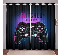 Loussiesd Boys Gamepad Curtains Gamer Window Drapes for Teens Kids Purple Modern Video Game Controller Window Treatments Action Buttons Gamepad Console Window Curtain Room Decor W46*L72