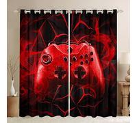 Loussiesd Boys Games Curtains for Bedroom Living Room Gamer Video Game Gamepad Window Curtain Kids Teens Gamer Windows Drapes Gaming Game Controller Red Window Treatment,W46*L54 inch