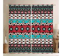 Loussiesd Brown Aztec Dreapes Western Boho Window Curtains for Kids Teens Boho Exotic Indian Blackout CurtainsMandala Bohemian Window Treatments Teel Blue W46*L54