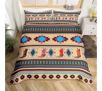 Loussiesd Brown Western Decor Duvet Cover Southwestern Bedding Set Cowboy Shoes Wild West Cowboy Geometric Tribal Comforter Cover Set Single Size Rodeo Cowboy Styl Bedspread Cover 2Pcs