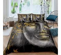 Loussiesd Buddha Statue Bedding Set for Boys Man Adults Asian Culture Comforter Cover Religious Belief Duvet Cover India Exotic Quilt Cover,Room Decor 3Pcs Bedding Super King Size