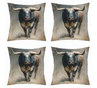 Loussiesd Buffalo Throw Pillow Covers Set of 4 Rustic Cabin Decorative Pillowcase Hunting Wild Animal Cushion Covers Western Country Cushion Case Vintage Wildlife Home Decor 50x50cm