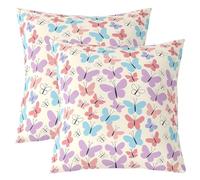 Loussiesd Butterfly Cushion Case 55x55cm 2Pcs, Pink Blue Purple Throw Pillow Covers for Kids and Adults, Colorful Rainbow Pillowcase Decor