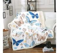 Loussiesd Butterfly Fleece Blanket Girly Butterflies Print Fuzzy Blanket for Sofa Couch Floral Flowers Print Sherpa Throw Plush Flying Insects Single 50"x60"