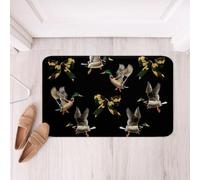 Loussiesd Camo Duck Hunting Bathroom Rugs Camouflage Bow Bath Mats Bowknot Bathroom Accessories Green Duck Floor Doormats 16x24Inch Soft Microfiber