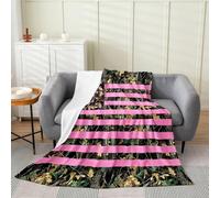 Loussiesd Camo Flannel Blanket Plush Fuzzy Camouflage Fleece Throw Blanket for Boys Girls Military Style Plush Lightweight Sofa Throw American Flag Double 60x79Inch Pink for Couch Chair Living Room