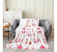 Loussiesd Camper Plush Throw Blanket Cute Bow Camping Flannel Blanket Baby 30x40Inch Pink Polka Dots Bowknot All Season Wild Campfire for Couch Bed Sofa Bedroom Decor