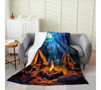 Loussiesd Camper Plush Throw Blanket Happy Camping Flannel Blanket Double 60x79Inch RV Camping All Season Camper Accessories for Couch Bed Sofa Bedroom Decor