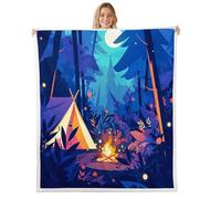 Loussiesd Camper Sherpa Throw Blanket for Couch Happy Camping Super Soft Cozy Fleece RV Camping Blanket for Winter, Plush Throw Camper Accessories Baby 30x40Inch All Season