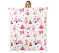 Loussiesd Camper Throw Blanket Cute Bow Camping Soft Fleece Sherpa Cozy Fuzzy Plush Warm Pink Polka Dots Bowknot Fuzzy Plush Throw Wild Campfire Double 60x79Inch for Bed Couch Living Room