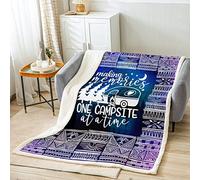 Loussiesd Camping Fleece Blanket Camper Van Plush Blanket Geometric Stripe Triangle Arrow Sherpa Blanket Blue White Stars Moon Trees Fuzzy Blanket for Sofa Bed,Ultra Soft Single 50x60 Inch