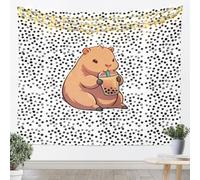 Loussiesd Capybara Tapestry Medium 51x59 Inch Polka Dot Wall Hanging Blanket Kawaii Capybara Wall Art for Living Room Bedroom Decoration Animals Lovers