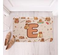 Loussiesd Cartoon Capybara Bathroom Rugs Initial Letter E Floor Doormats Microfiber Cute Animals Bathroom Accessories Capybara Lovers Bath Mats Non-Slip 16x24Inch Soft