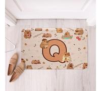 Loussiesd Cartoon Capybara Bathroom Rugs Initial Letter Q Floor Doormats Microfiber Cute Animals Bathroom Accessories Capybara Lovers Bath Mats Non-Slip 16x24Inch Soft