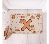Loussiesd Cartoon Capybara Bathroom Rugs Initial Letter X Floor Doormats Cute Animals Bathroom Accessories Capybara Lovers Bath Mats 16x24Inch Soft Microfiber