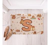 Loussiesd Cartoon Capybara Bathroom Rugs Microfiber 16x24Inch Initial Letter S Floor Doormats Non-Slip Cute Animals Bathroom Accessories Capybara Lovers Bath Mats Soft Door Mat
