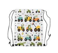 Loussiesd Cartoon Car Drawstring Backpack Excavator Tractor Sports Gym String Bag Construction Vehicles Drawstring Bags Equipment Trucks Waterproof Cinch Bag Construction Site Cars
