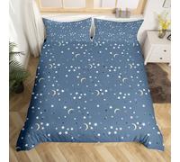 Loussiesd Cartoon Duvet Cover Set Double Size Moon Star Pattern Bedding Set Classical Polka Dots Comforter Cover with 2 Pillowcases Ultra Soft Decorative Microfiber Bedspread Cover Fade Resistant 3Pcs