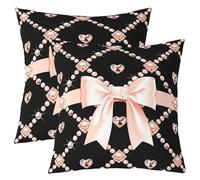 Loussiesd Cartoon Orange Bow Throw Pillow Covers Set of 2 Cute Bowknot Square Cushion Covers Diamond Pearl Pattern Pillow Case Glitter Print Cushion Case for Couch Sofa Bedroom Decor 60x60cm