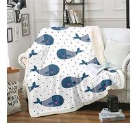 Loussiesd Cartoon Shark Sherpa Blanket Marine Life Ocean Theme Fleece Throw Blanket Girls Underwater World Plush Blanket Creature Sealife Polka Dots Decor Fuzzy Blanket for Sofa Bed,Baby 30x40 Inch
