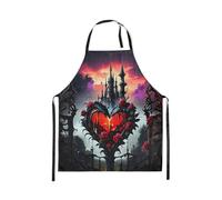 Loussiesd Castle Apron Women Men 78cmx66cm Romantic Rose Bib Apron with Adjustable Neck Goth Art Waterproof