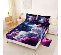 Loussiesd Cat Bed Sheets Set Single Size Halloween Themed Bed Set Trick or Treat Deep Pocket Fitted Sheet Cute Kitten Breathable Soft Lightweight Microfiber Scaredy Cat