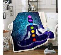 Loussiesd Chakra Fleece Blankets Zen Spiritual Blanket for Couch Bed Sofa Boho Mandala Plush Stain Resistant Bohemian Mandala Style Sherpa Blanket King 79"x90"