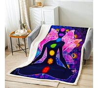 Loussiesd Chakra Sherpa Blanket Zen Spiritual Fleece Blanket Boho Mandala Plush Blanket for Bed Sofa Kids Lightweight Hippie Mandala Medallion Warm Fuzzy Blanket Single 50x60 Inch