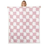 Loussiesd Checkered Grid Sherpa Throw Blanket for Couch Buffalo Plaid Super Soft Cozy Fleece Pink White Blanket for Winter, Plush Throw Geometric Baby 30x40Inch All Season