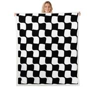 Loussiesd Checkered Grid Throw Blanket Buffalo Plaid Soft Fleece Sherpa Cozy Fuzzy Plush Warm Black White Fuzzy Plush Throw Geometric Baby 30x40Inch for Bed Couch Living Room