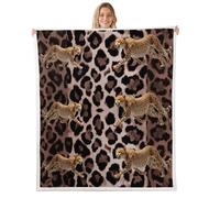 Loussiesd Cheetah Sherpa Blanket Plush Fuzzy Leopard Fleece Throw Blanket Boys Girls Brown for Bed Couch Chair Living Room Animal Print Bedroom Decor Single 50x60Inch