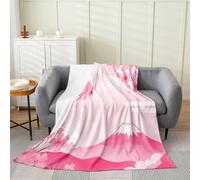 Loussiesd Cherry Blossom Plush Throw Blanket Cute Aesthetic Mount Fuji Japan Flannel Blanket Double 60x79Inch Japanese Aesthetic All Season for Couch Bed Sofa Bedroom Decor